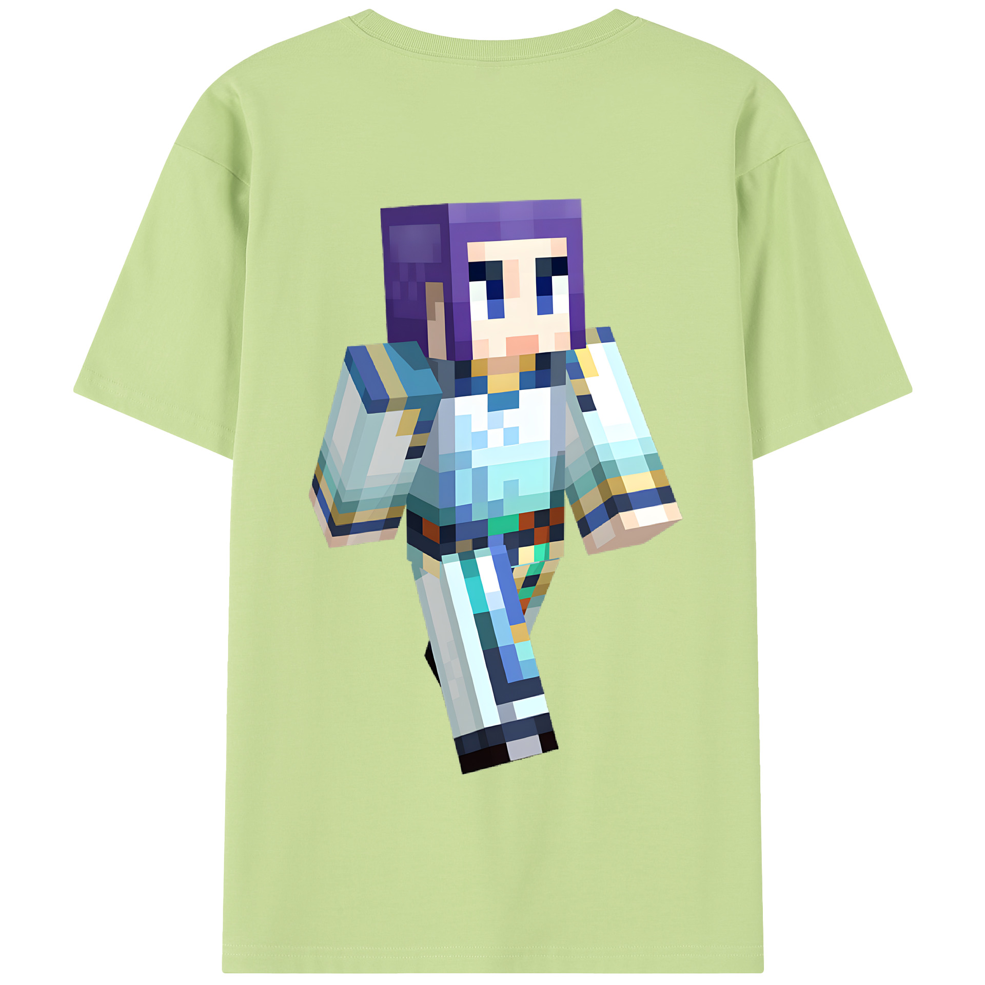 （画像用） マインクラフト ブロックの世界 Minecraft MC Block world 綿100％半袖Tシャツ（背面プリント）